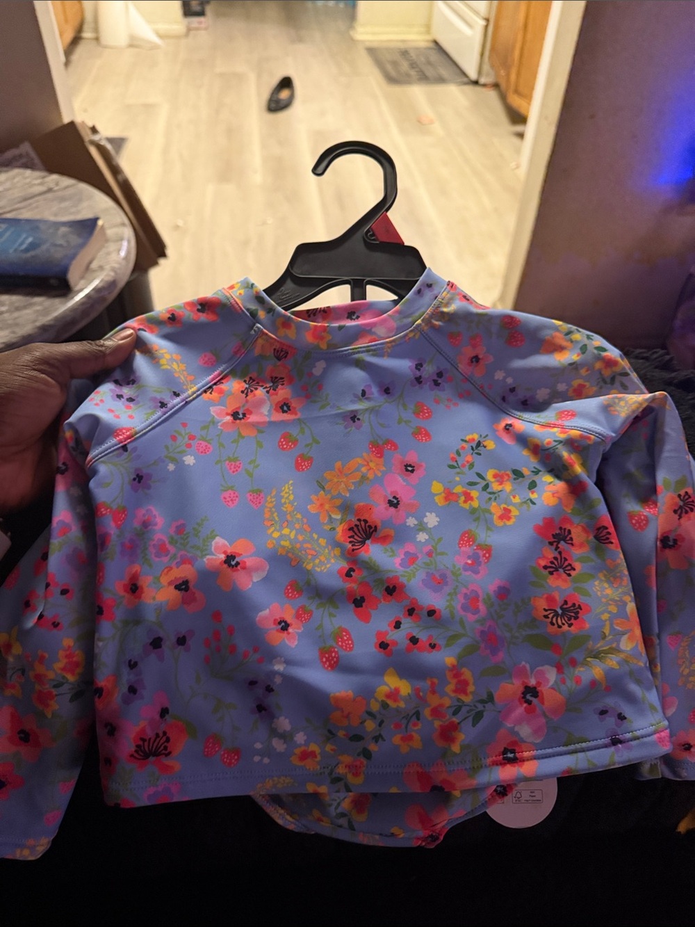 Girls' Floral Rash Guard Swim Top - Lavender
